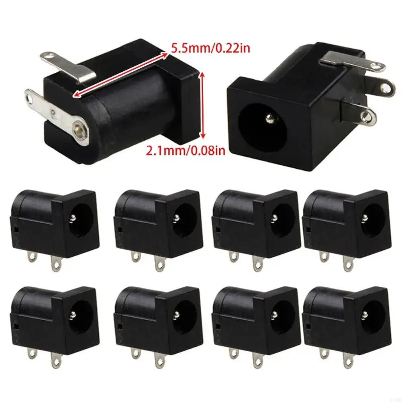 

5.5x2.1mm Power Supply Socket 10pcs Black Female Plug Power Supply L4MF