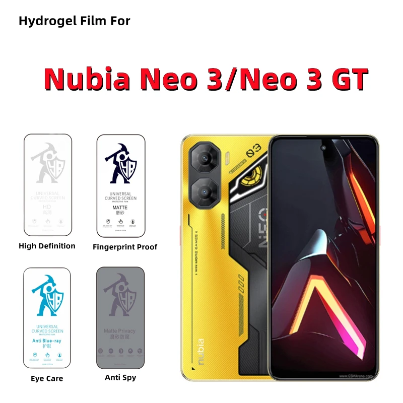 

2pcs HD Hydrogel Film For Nubia Neo3/Neo3 GT Matte Screen Protector For Nubia Neo 3 GT Privacy Matte Eye Care Full Cover Protect