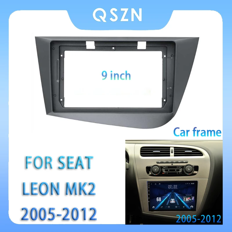 For Seat Leon MK2 2005-2012 9 Inch Car Radio Fascia Android MP5 Player Panel Casing Frame 2Din Head Unit Stereo Dash Cover