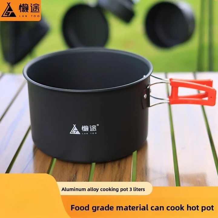 

Extra Large 3L Camp Pot - Portable Aluminum Cooking Set with Kettle, Outdoor Gear for Group Camping/BBQ
