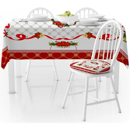 Else Carpet Else Red White Christmas Fancy Pattern Decorative Stain resistant Tablecloth Ps-5