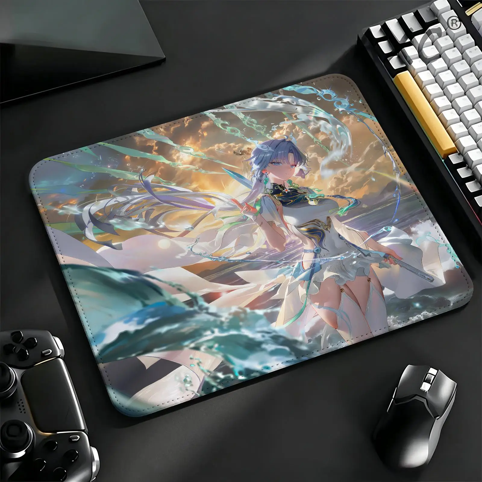 Compact Gaming Mat Reinforced Stitched Border, M/L Sizes Portable Laptop Desk Pad for Office & E-sports Wuthering Waves Qingxiao
