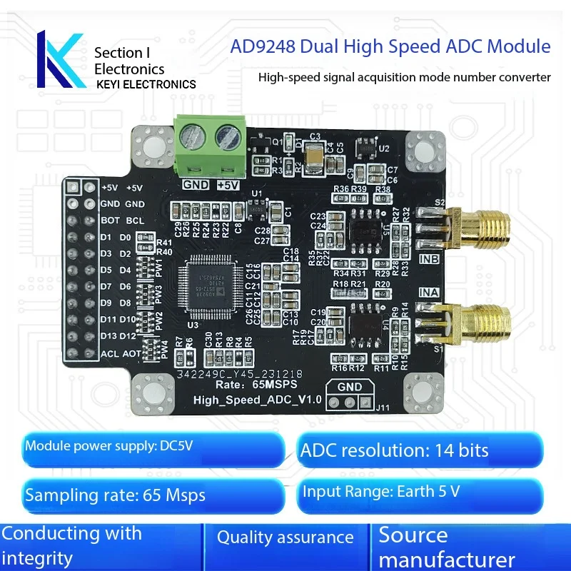 AD9248 Dual 14-Bit 65MSPS High-Speed ADC Module with Parallel Interface