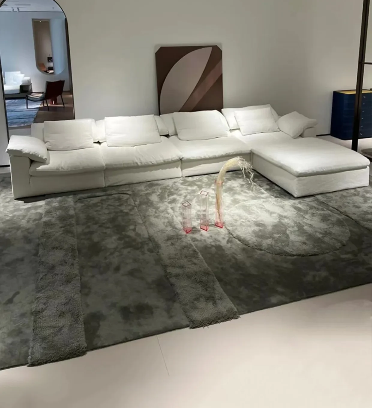 

Скандинавский секционный европейский классический дизайнерский супермягкий кушетка, диван, моющийся льняной тканевый диван-облако для гостиной