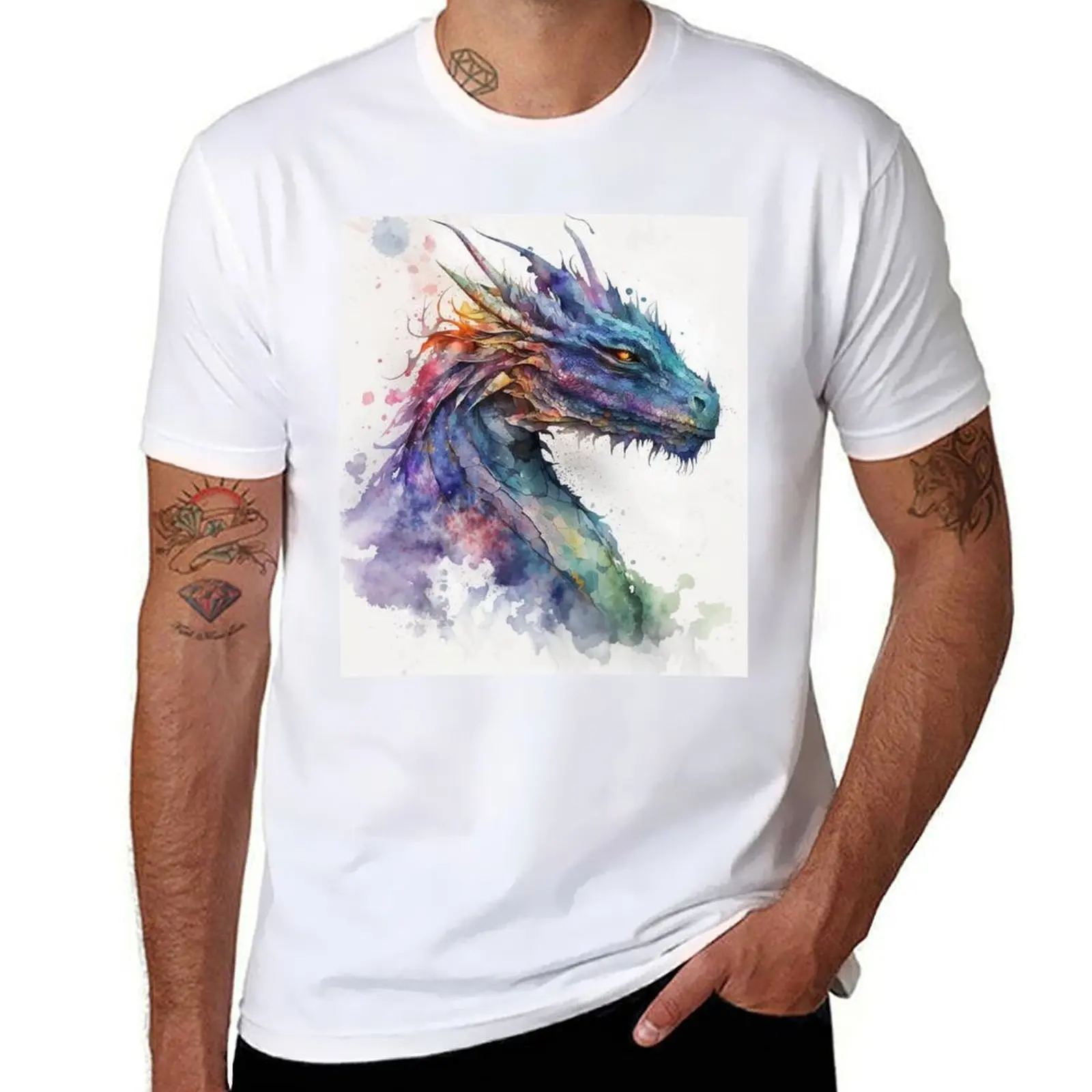 

dragon watercolor T-Shirt funny t shirts cotton t shirts for man graphic funny