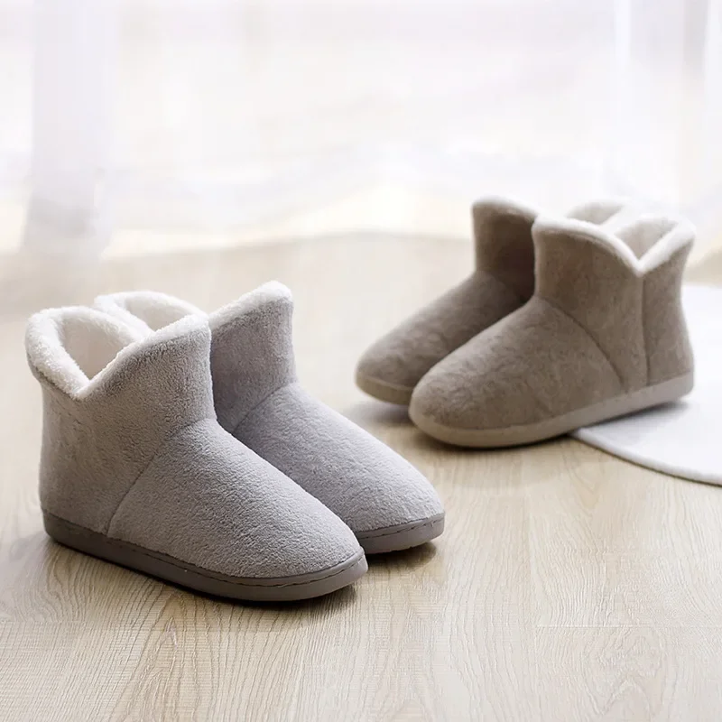 2024 Warm Plush Winter Shoes Women Men Indoor Slippers Anti-slip Soft Fur Lovers Home Floor Cotton Slipper Female House Shoes