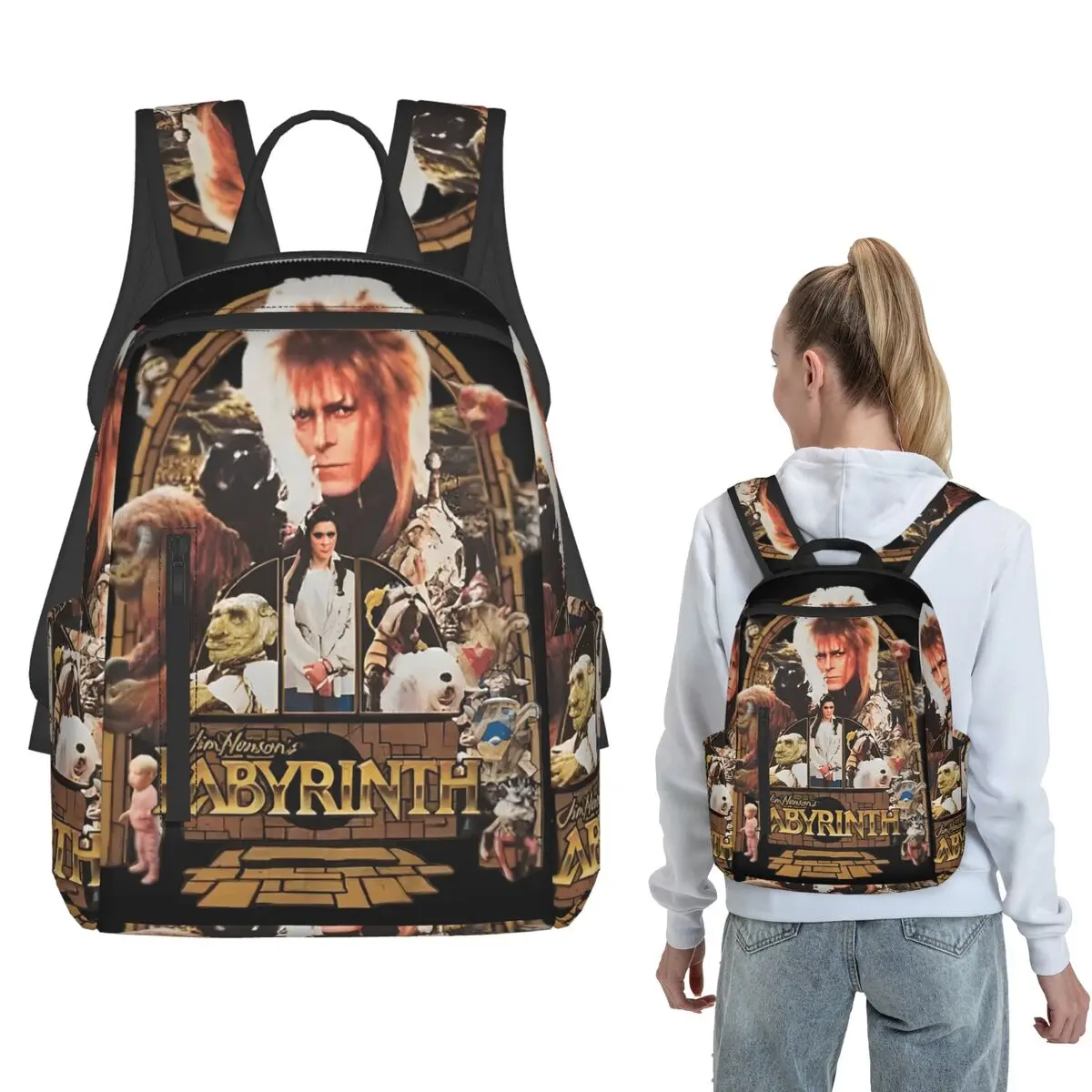 Labyrinth Funny Vintage Movie Legend Backpack Daypack Kids BookBag School Bag Shoulder Bags for Men Women