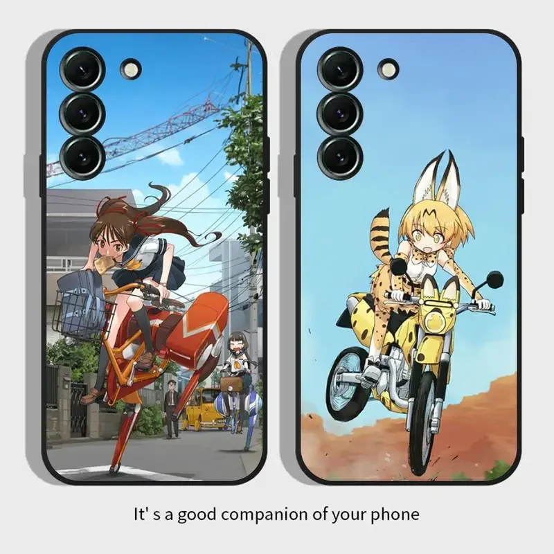 Riding Girl Cute Anime Bike Phone Case For Samsung Galaxy S 23 22 21 20 10 e 9 8 7 6 5G plus edge ultra lite Black Soft Cover