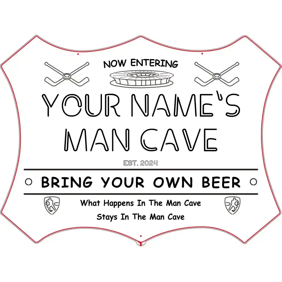 Personalized Your Name Name Ice Hockey Man Cave RGB Dynamic Glam LED Sign st06-fnd-qe1-tm