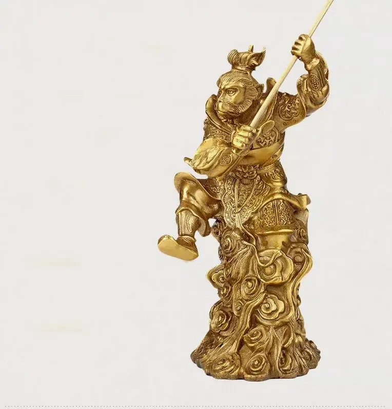 

Brass Chinese Myths story Journey to the West Protagonist Monkey King old Statue