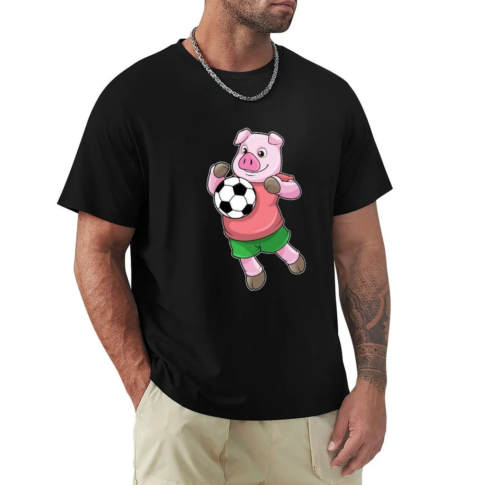 

Pig at Soccer Sports T-Shirt aesthetic clothes for a boy plain mens graphic t-shirts