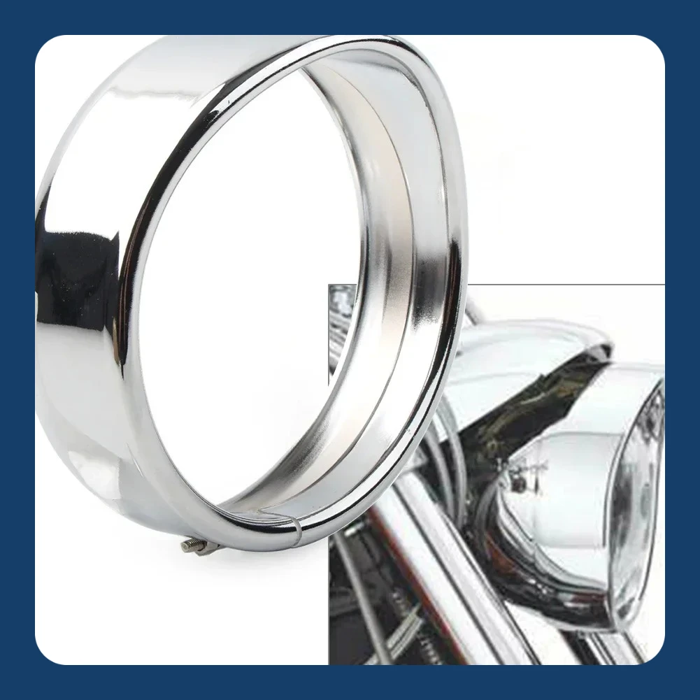 

5.75" Motorcycle For Harley 1994 - 2020 Headlight Decorate Trim Ring Visor Dyna Street Bob FXDB FXLR FXSE XL883R XL1200N Silver