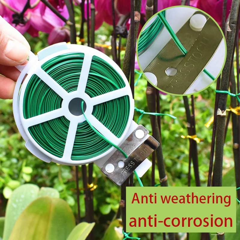 Green Plant Twist Tie With Built-in Cutter Multifunctional Garden Wire Ties For Climbing Vine Flower Plant Fixing Support