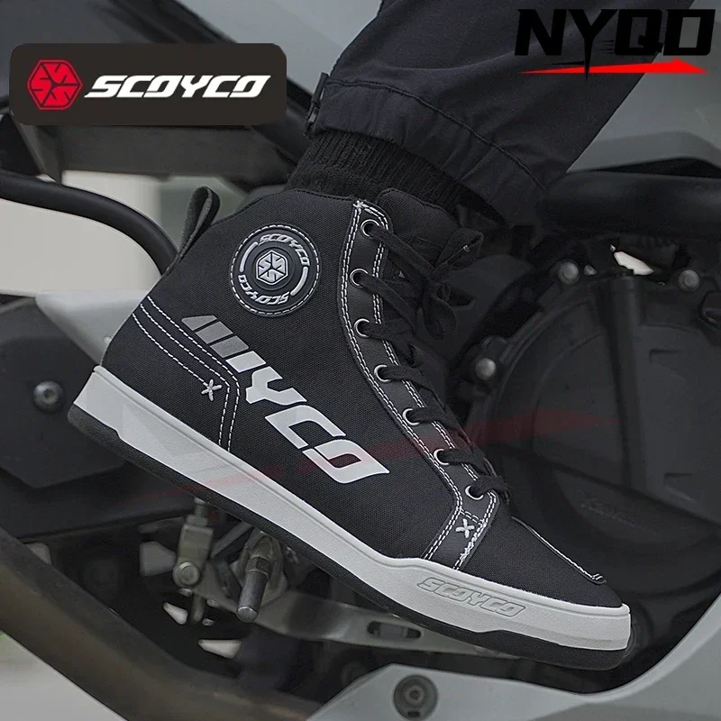 SCOYCO Men's Motorcycle Boots Reflective Motorcycle Equipment Motorcycle Riding Boots Wear-resistant Outdoor Racing Shoes