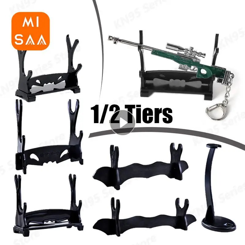 1/2 Tiers Bracket Stand Acrylic Magic Black Collection Comics Cartoon Sword Knife Holder Wand Rack Display Show Decorative Rack