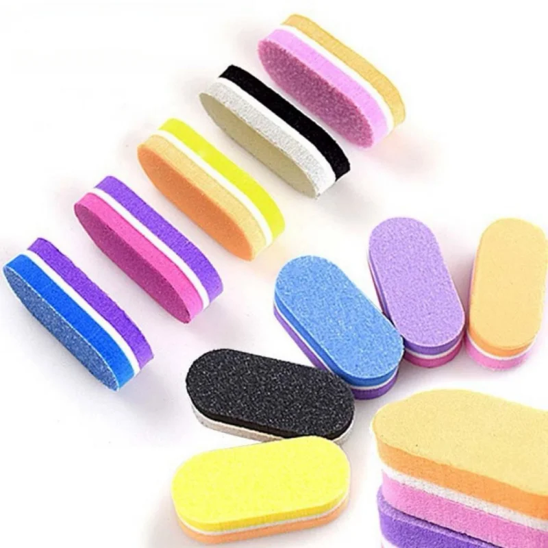50 unids/lote pulidor de uñas de doble cara pequeño Mini bloque de pulidor de uñas Color desechable profesional manicura pedicura pulidor de uñas