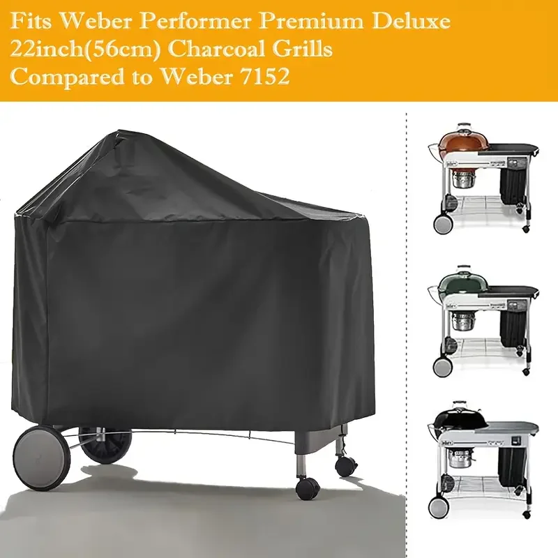 قطعة واحدة من غطاء شواية الشواء المقاوم للماء لشوايات الفحم الفاخرة ويبر 22 بوصة، يناسب ويبر 7152
