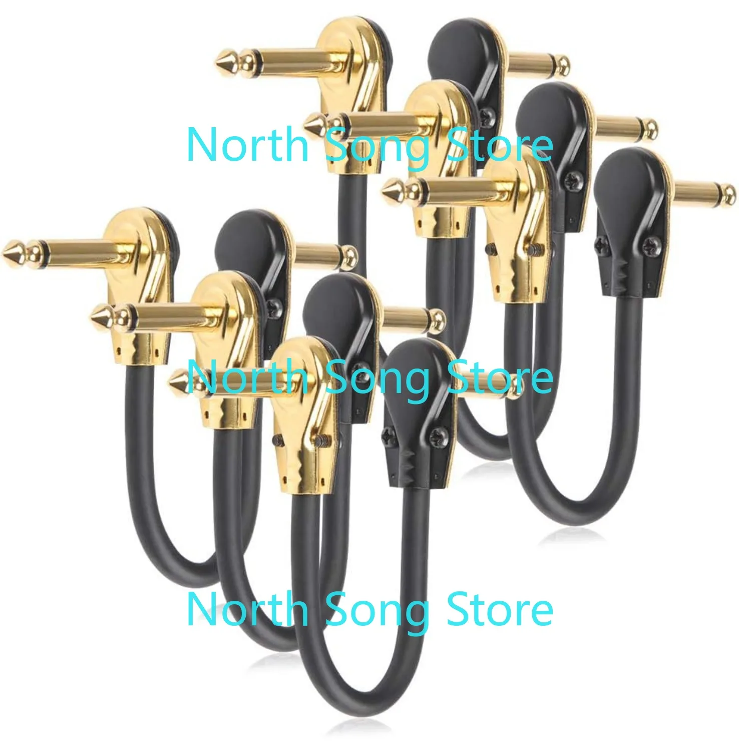 

6 шт. гитарные патч-кабели, плоский низкопрофильный кабель для педалей, угловой золотой блинный разъем для педалей эффектов