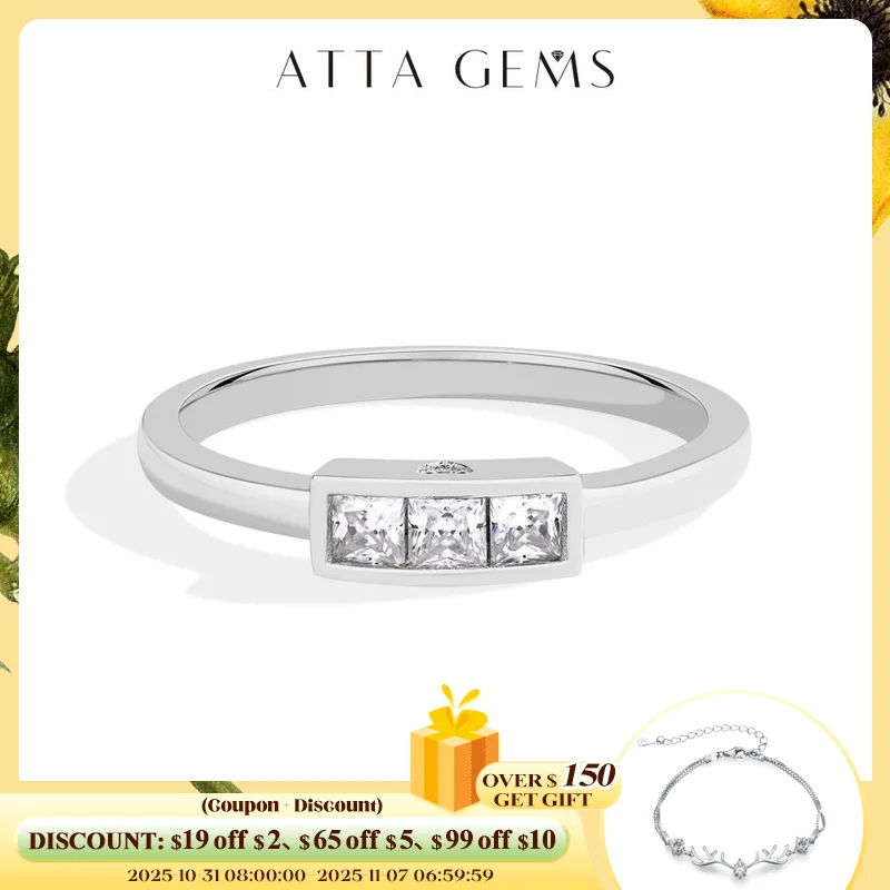 

ATTAGEMS Luxury DVVS1 Diamond Moissanite Rings S925 Sterling Silver Ring 18k Gold Plated Engagement Marry Jewelry for Women Gift