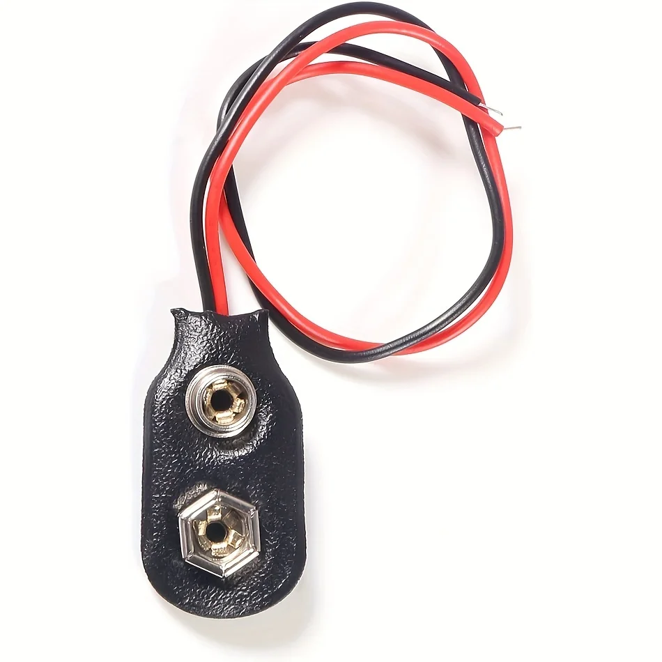 20pcs I Type 9V Battery Clip, 9V Battery Connector  with Wire and Black leather Housing