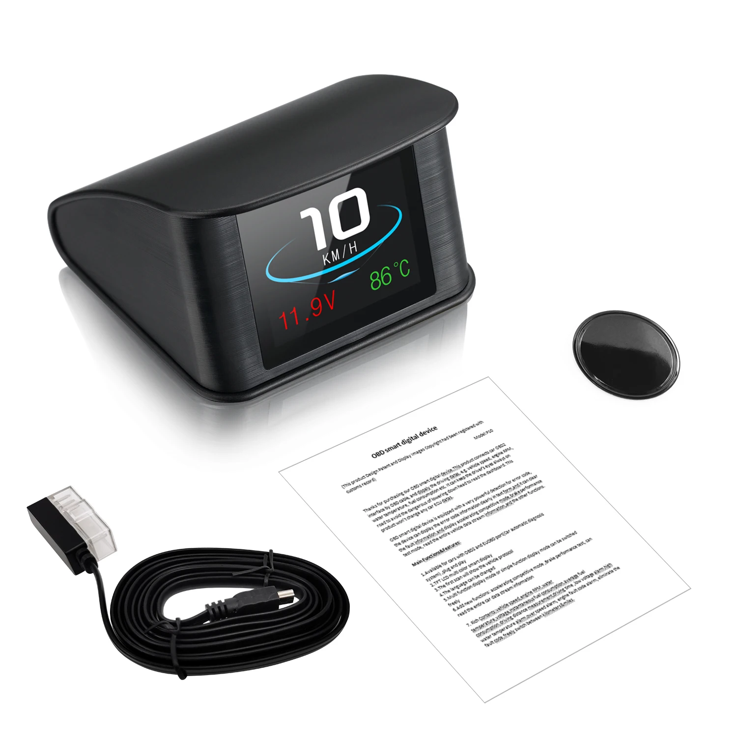 Compteur numérique multifonction OBD2 P10 pour ordinateur de bord, jauge de tension, température, pression d'huile, liquide de refroidissement, 12V, USB, HUD, compteur de vitesse Y03