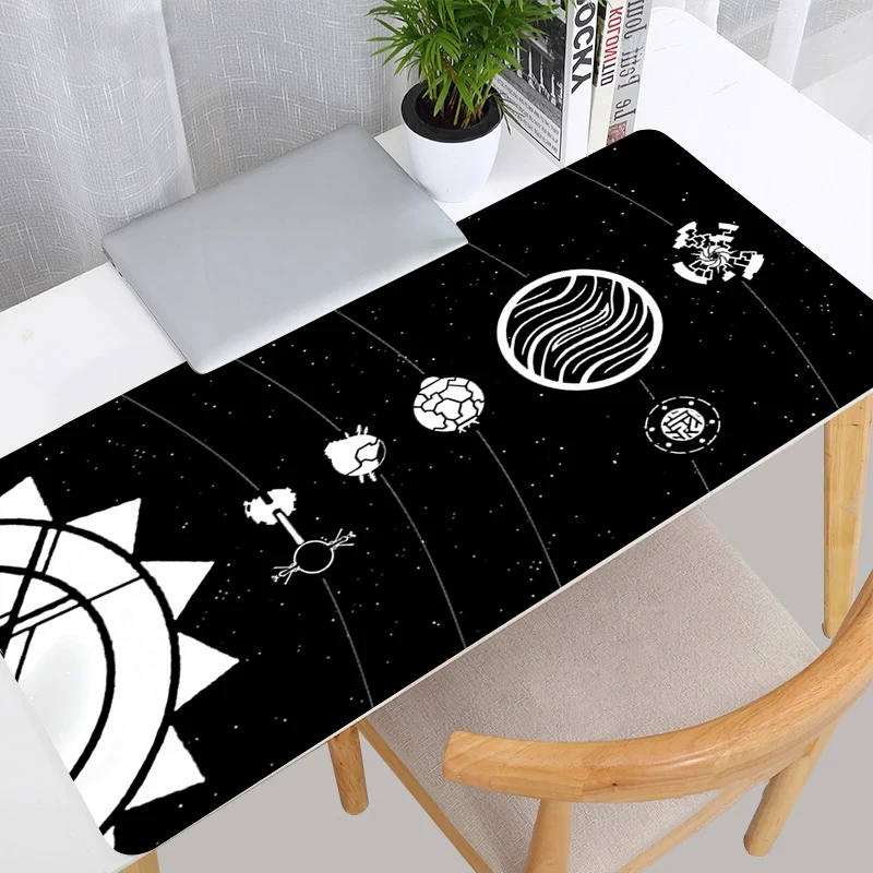 

Large Gaming Mouse pad Office Computer Desk Mat HD Print Outer Wilds Black Starry Sky MousePad Locking Edge Gamer Keyboard Pad