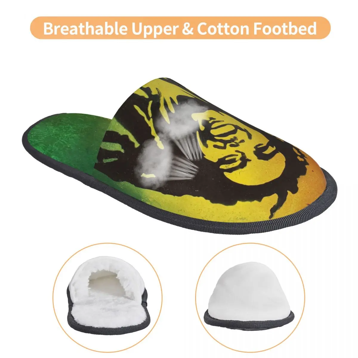 Custom Jamaica Reggae Rock Bob Marley House Slippers Women Comfy Memory Foam Slip On Bedroom Slipper Shoes