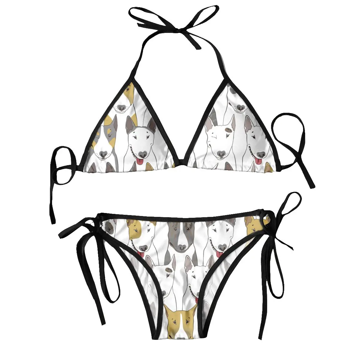 

Bikini Femme 2024 Luxe Cute Puppies Bull Terrier Prints Two Piece Women's Set