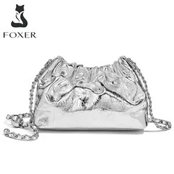 FOXER Genuine Leather Women Small Shoulder Bag Lady Fashion Mini Crossbody Handbag Purse Perfect Gift for Wife, Girlfriend