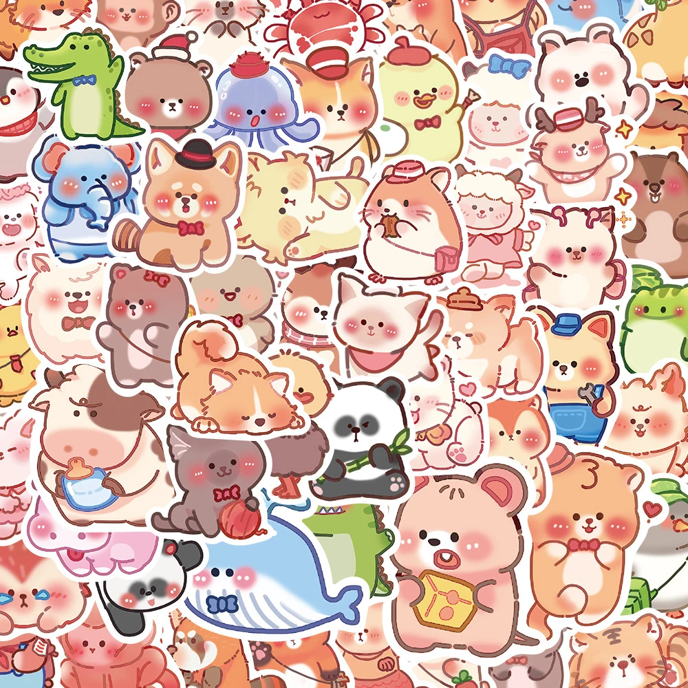 10/30/60pcs Cute Funny Ins Animal Cartoon Stickers Laptop Scrapbook Phone Diary Label Fridge Stationery Sticker Decals Kids Toy