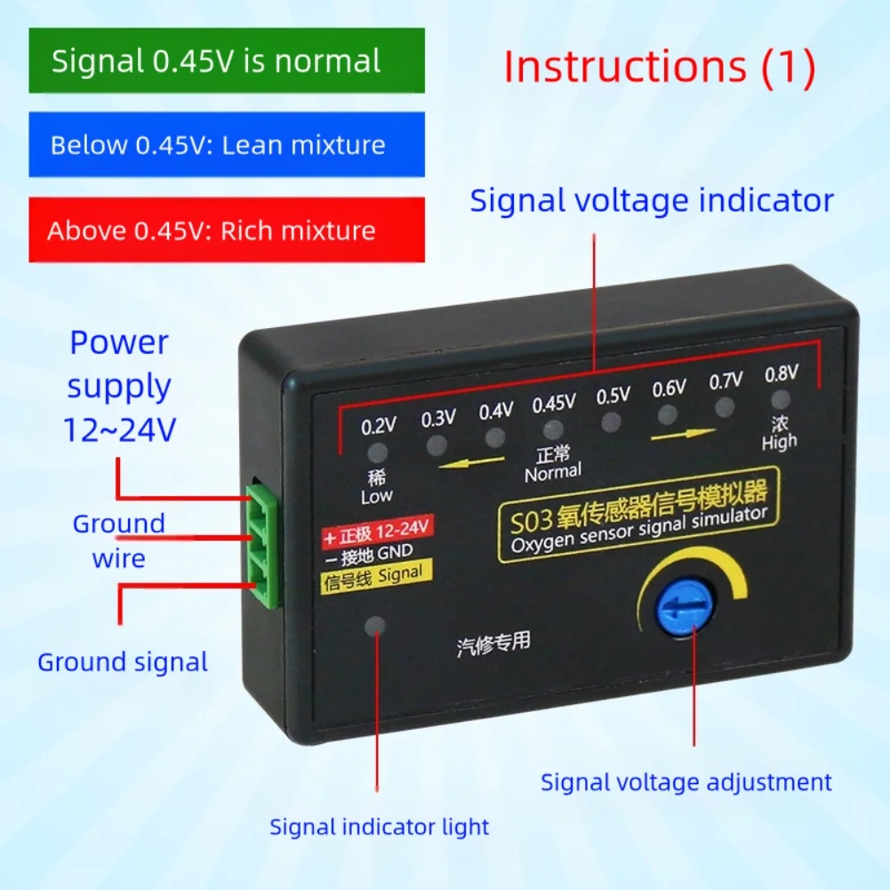 Simulates Four Wire Oxygen Sensor Signals Signal Voltage Adjuster Oxygen Sensor Simulator Oscilloscope Signal Viewing