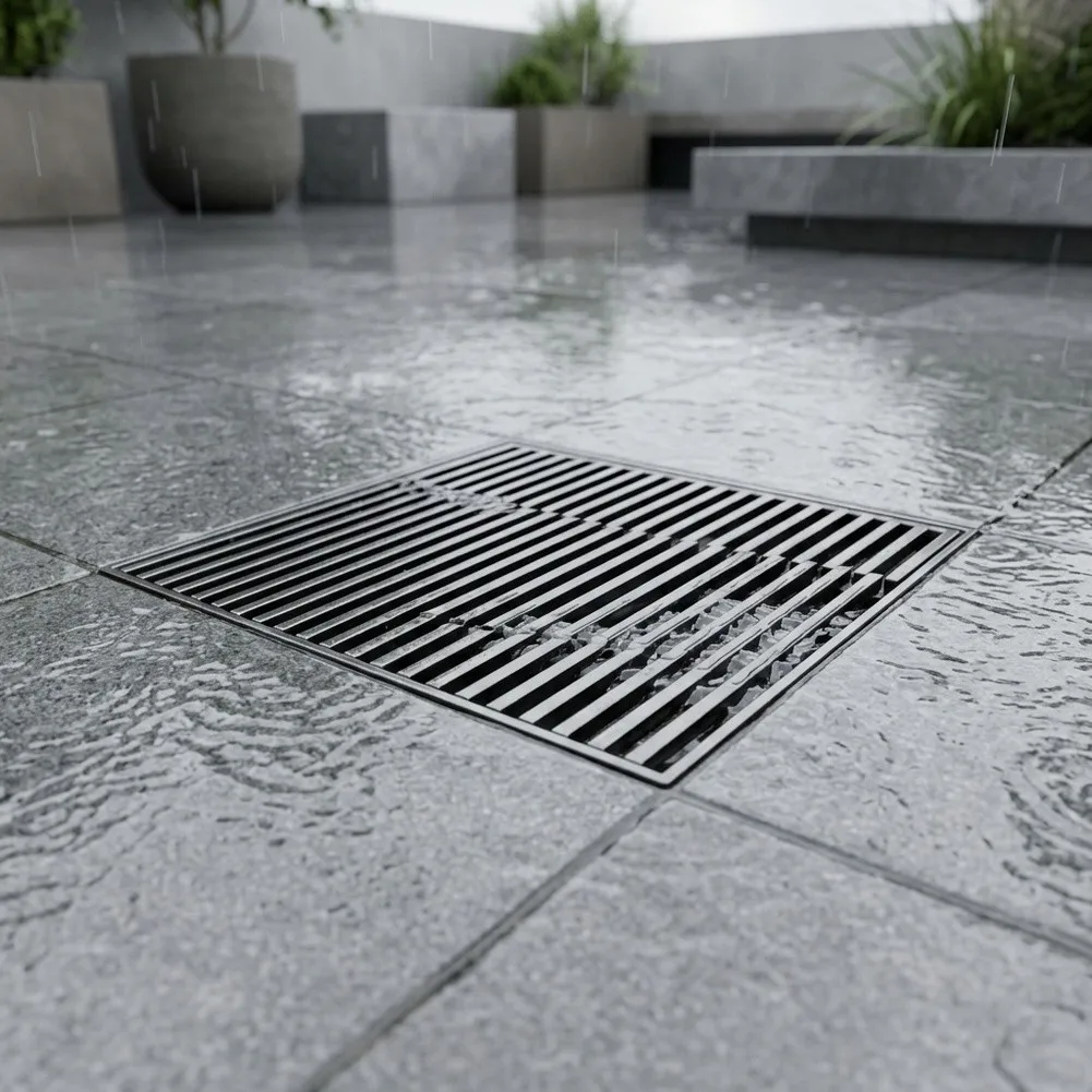 Stainless Steel Square Floor Drain 15x15cm with Rust Construction for Long Term Use in Wet Indoor Outdoor Settings