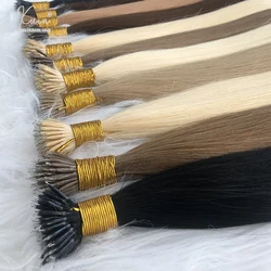 Nano Rings Micro Links Human Hair Extensions Natural Blonde Brown Black Micro Bead Loop Pre Bonded Remy Straight Hair Extensions