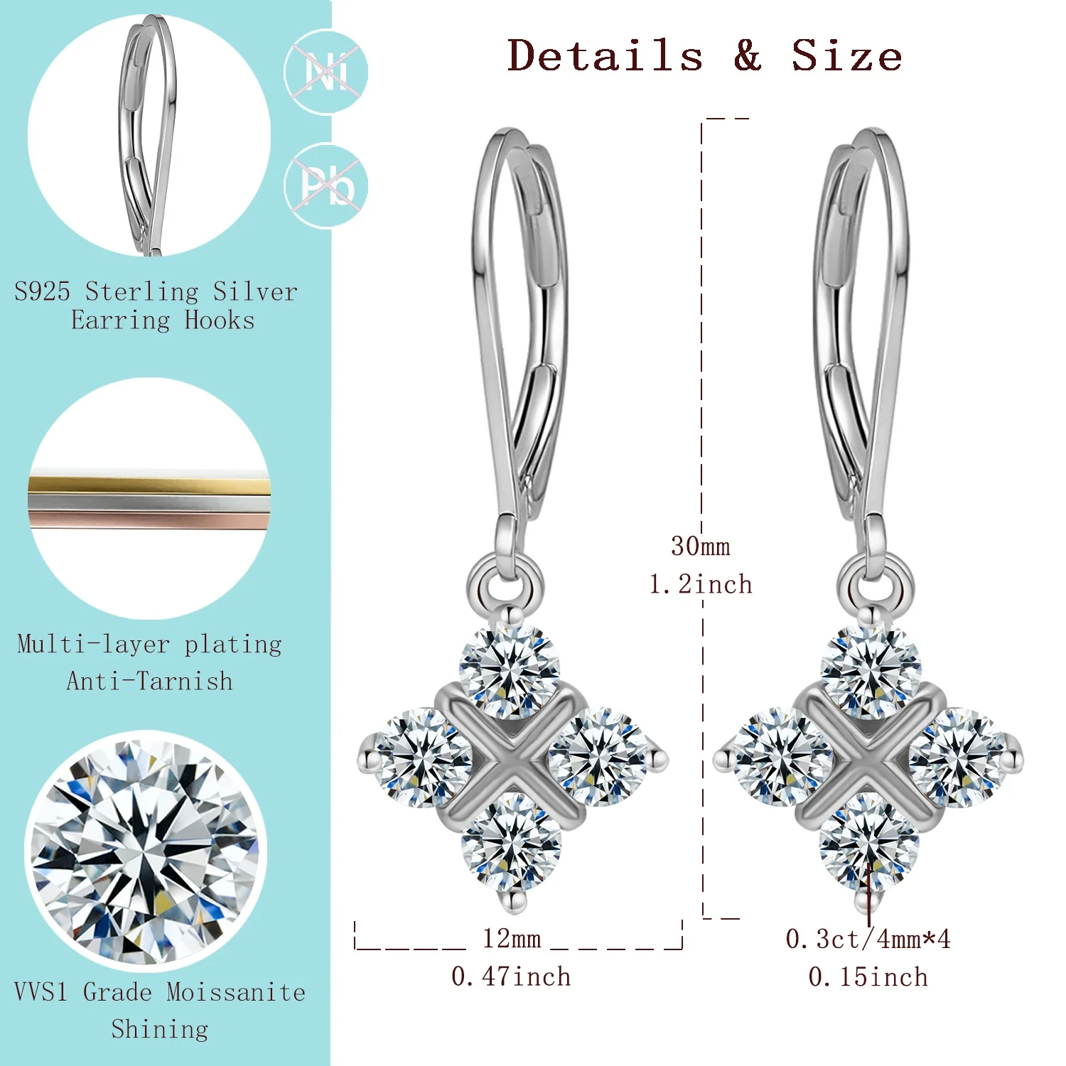 

Серьги LAMVOICE с муассанитом 1,2 карата, дизайнерский товар высокого качества, серебро 925 пробы, ко Дню святого Валентина, подарок для дочери