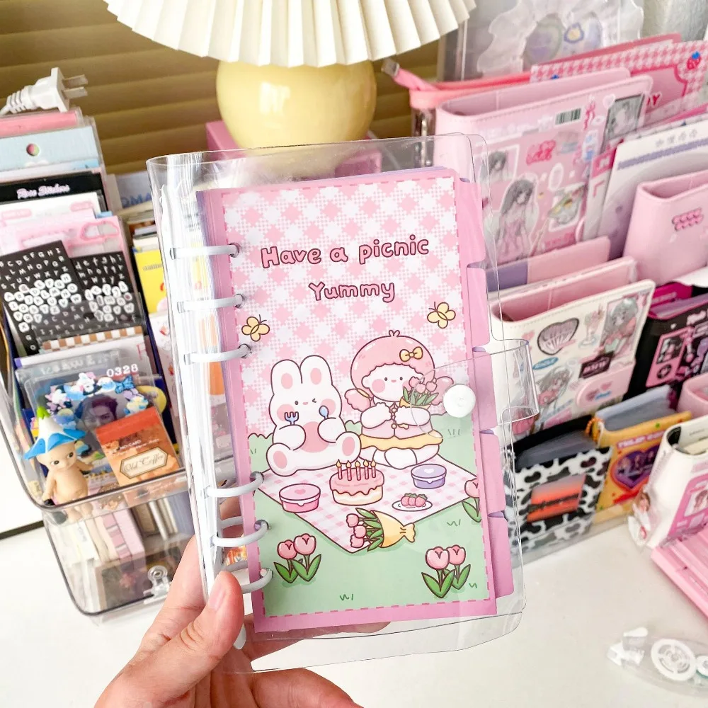 5pcs Rabit A6 Loose Leaf Refill Paper Bear 6-hole Inner Refill Spiral Binder Paper Category Page Tab Paper Stationery