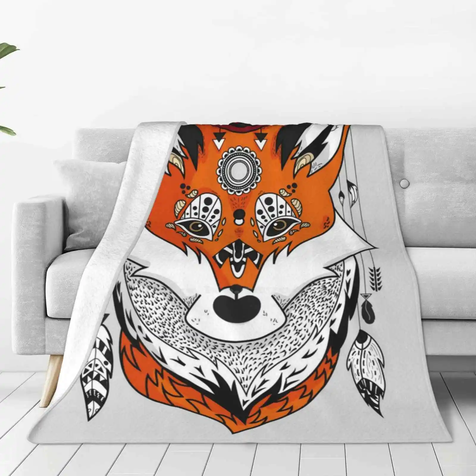 All Sizes Soft Cover Blanket Home Decor Bedding Ethnic Vector Orange Animal Forest Nature Cute Kawaii Redhead Firefox Geek