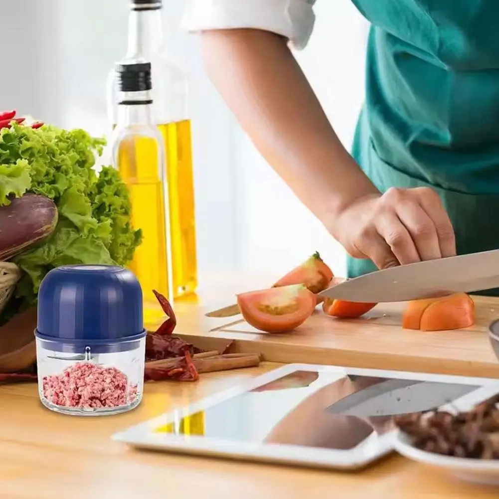 Mini Electric Garlic Chopper Portable USB Charging Food Processor Waterproof Veggie Onion Meat Grinder BPA Free Kitchen Tools - view 3
