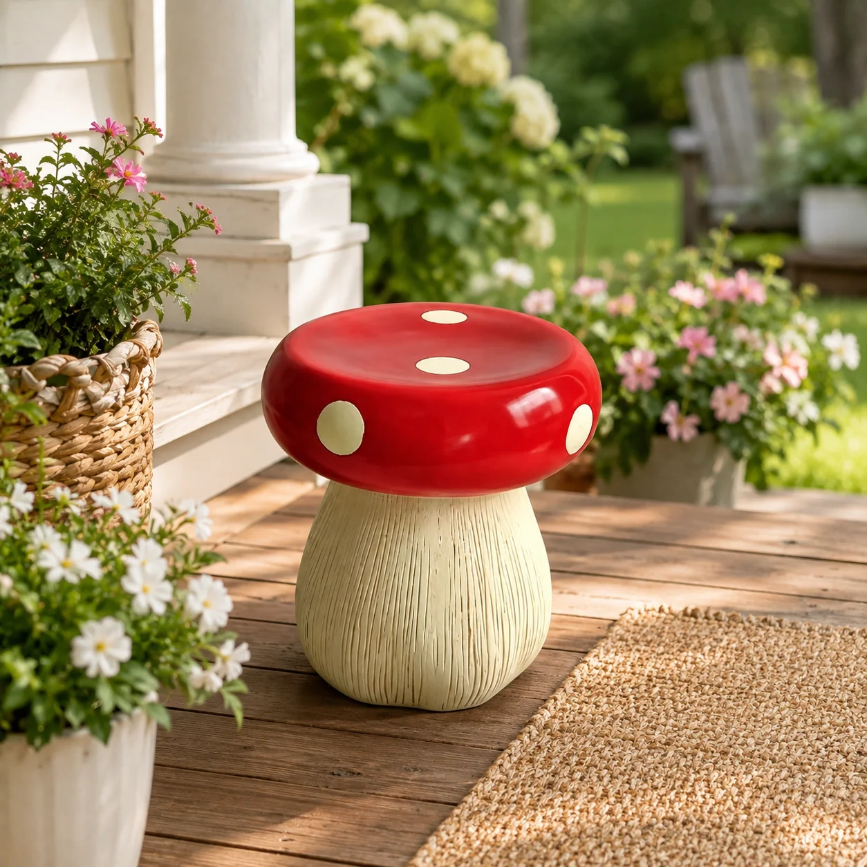 Resin Mushroom Stool Garden Outdoor Seat Decorative Patio Yard Lawn Accent Furniture Indoor Decor Red 33 X 33 X 34 cm Home Use view 7