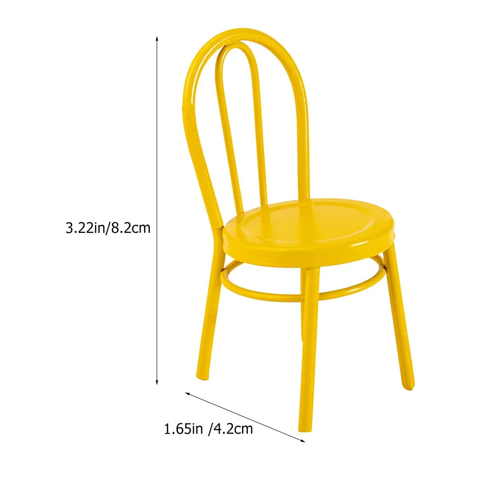 2Pcs Miniature Iron Dining Chairs 1 12 Scale Mini Metal Furniture Creative Mini House Accessories Small House Ornament Home