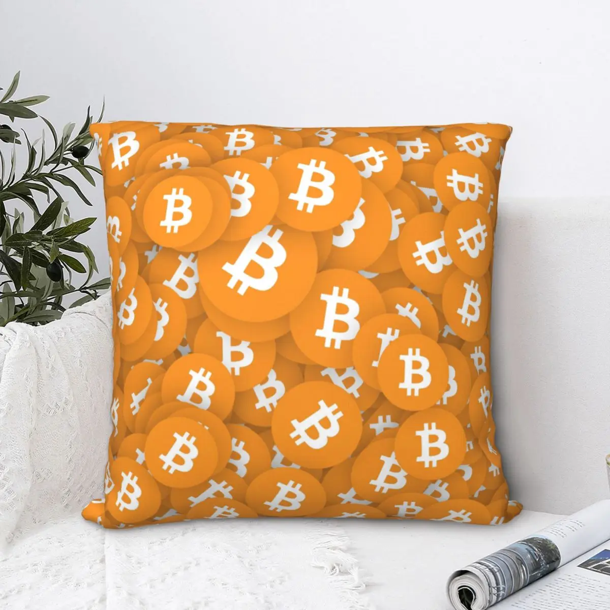 All Pillowcase Bitcoin Virtual Encrypted Digital Currency Backpack Cushion For Home DIY Printed Car Coussin Covers Decorative