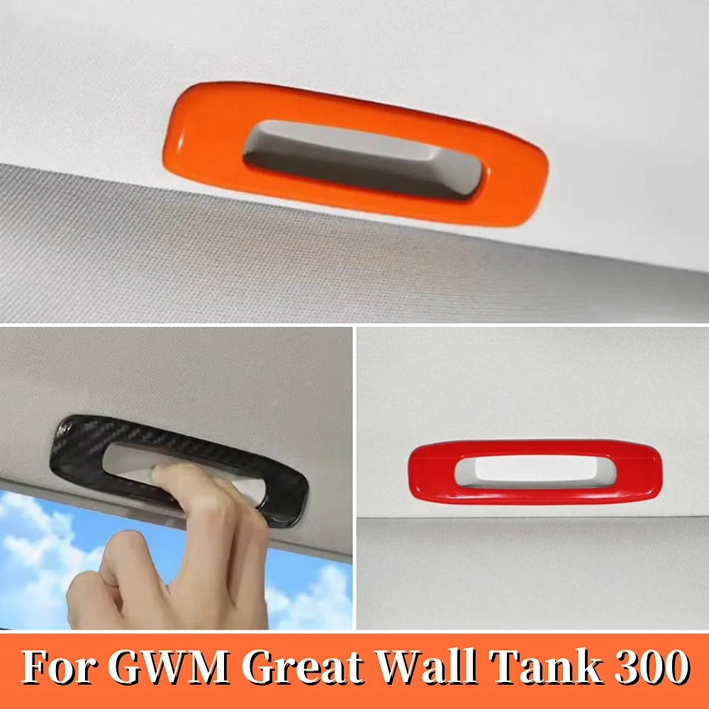 

For GWM Great Wall Tank 300 Accessories 2022 2023 Car Sunroof Handle Cover Garnish Carbon Red Silver Look Sticker Cover Trim