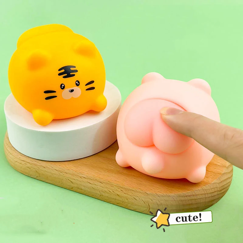 

Novelty Funny Kawaii Cartoon Squishy Piggy Tiger Animal Ass Pinch Sound Squeeze Fingertip Toys Kids Baby Cute Gifts Fidget Toys