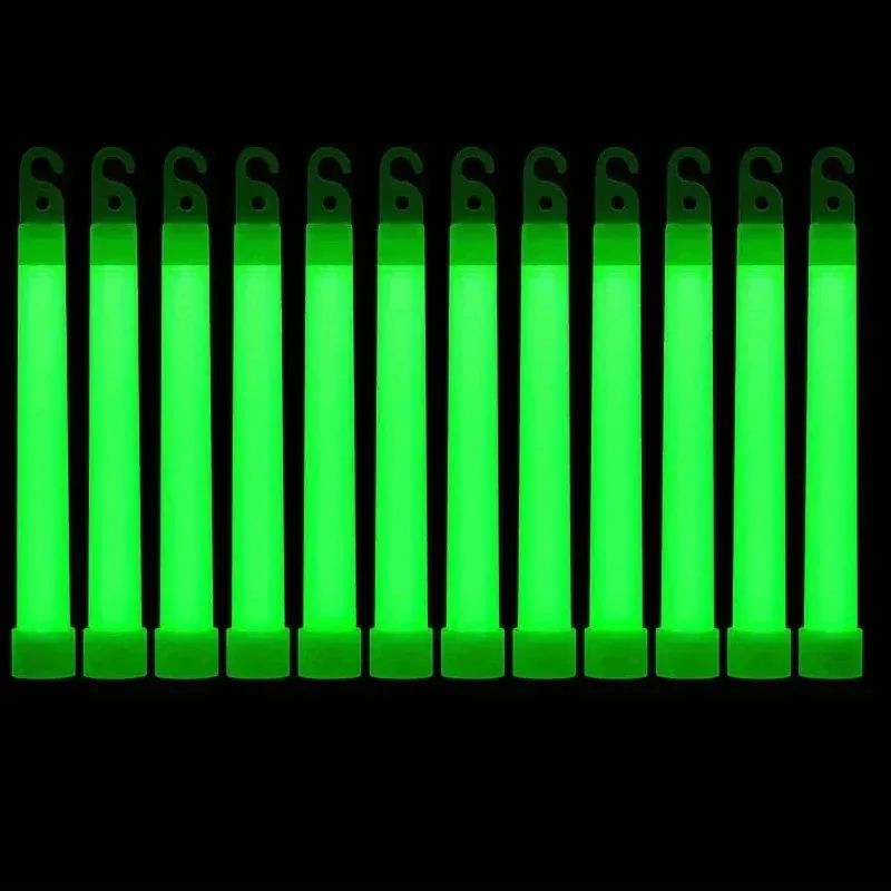 6/12 Stück 2026 Neues Modell 6 Zoll Grüne LED-Leuchtstäbe mit Haken Fluoreszierende Leuchten für Camping Konzert Party Outdoor