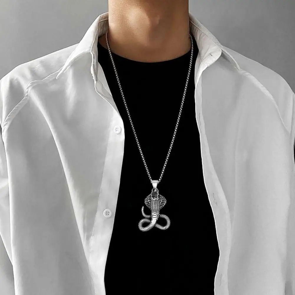 1pc Punk Style Steel Warrior Necklace Fashion Personalized Cross Flame Stainless Steel Snake Shaped Hip-hop Cool Pendant Jewelry