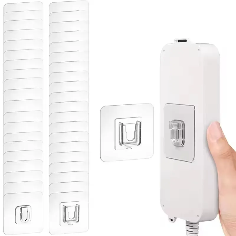 5-30pairs Cable Organizer Double-Sided Adhesive Wall Hooks Hanger Suction Cup Sucker Wall Storage Holder Cable Management Clips