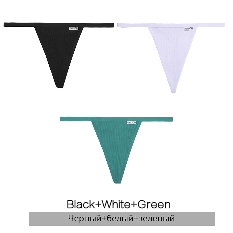 FINETOO Baumwolle Tangas Frauen 3 Teile/satz Sexy Low-Rise T-Back Unterwäsche M-XL Feamle G-string Höschen Bequeme Dessous 10 farben