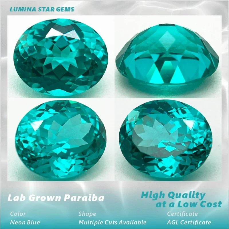 Alab Grown Paraiba Gemstone for DIY Jewelry Making Cushion Cut Inlay Ring Necklace AGL Certified lab Created Paraiba