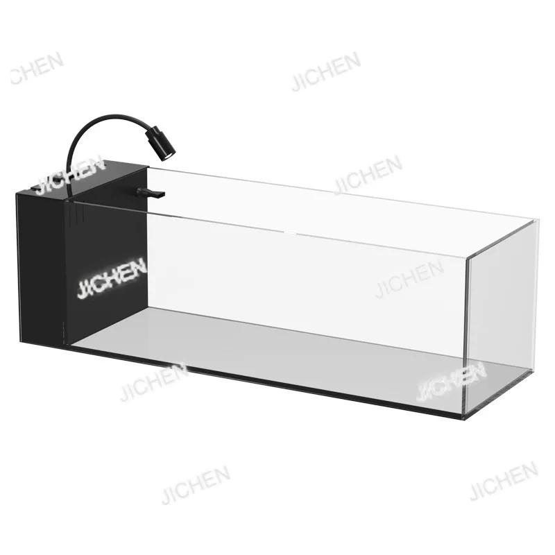 

ZQ Fish Tank Stream Bottom Filter Integrated Living Room Gold Crystal Ultra-white Side Filter Small Glass Landscaping