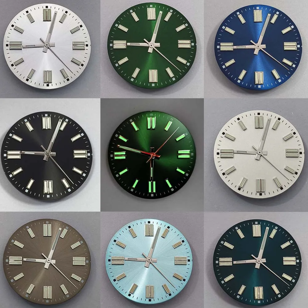 

Аксессуары для часов Циферблат + стрелки для механизма NH35 NH36 Зеленые светящиеся указатели для циферблата, совместимые с механизмом 8215