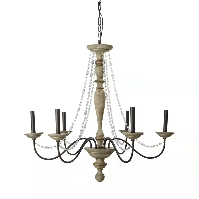 Factory Direct 2026 Cross-border special supply for American country simple woodwork retro old chandelier living room dining sta